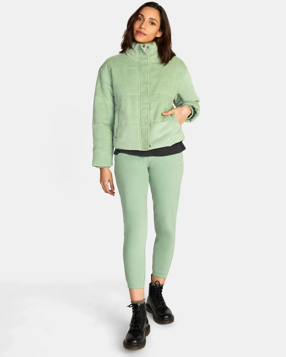 Eezeh Corduroy Puffer Jacket - Basil