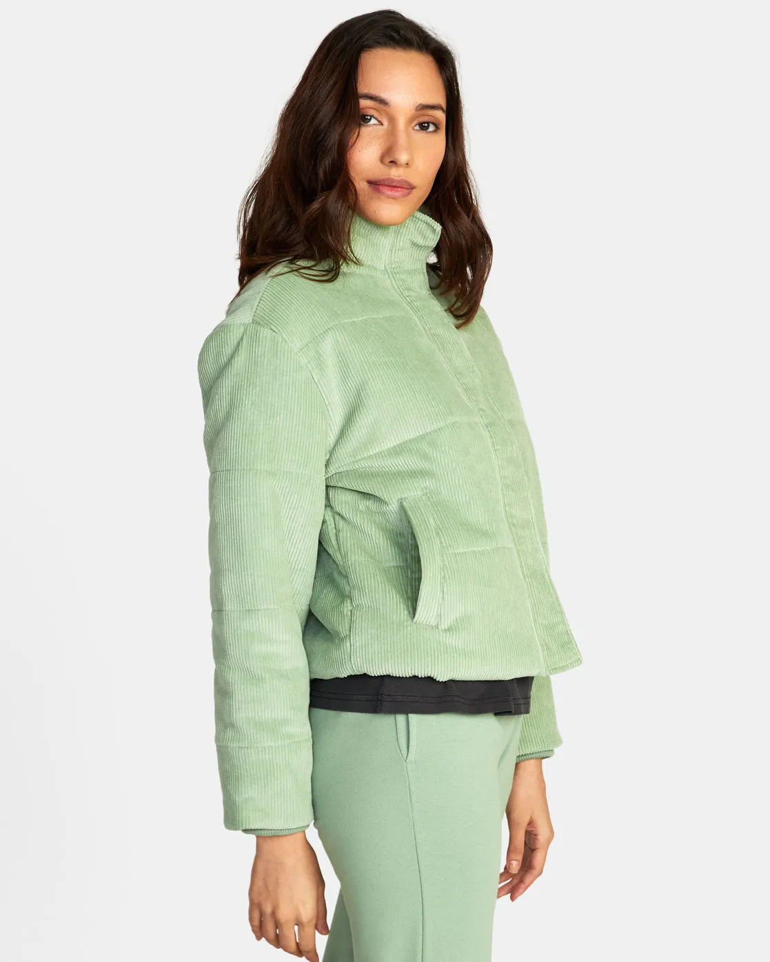 Eezeh Corduroy Puffer Jacket - Basil
