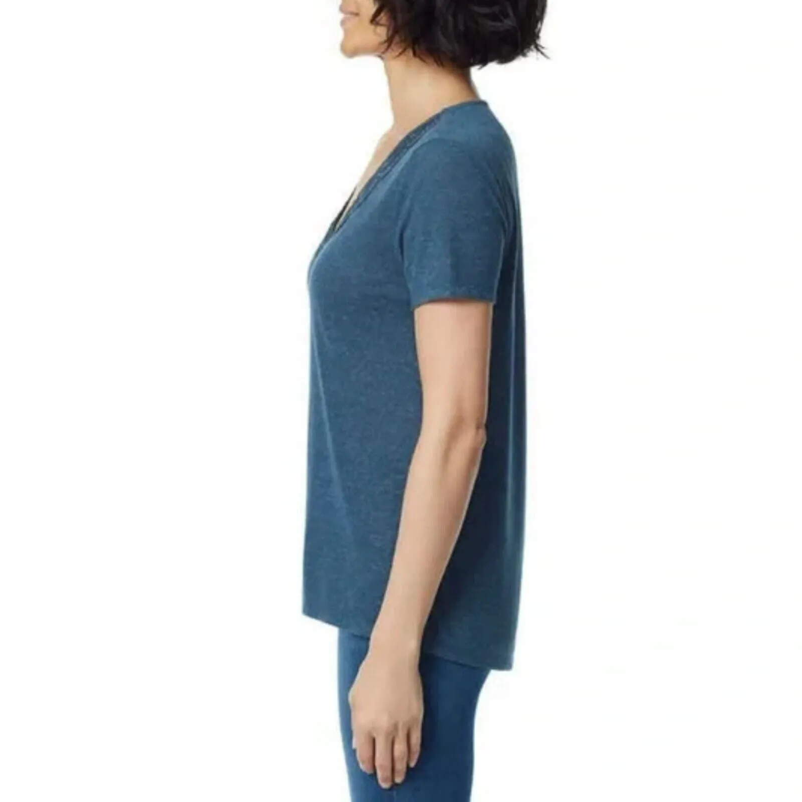 Ella Moss Women's Super Soft Lightweight V-Neck Lace T-Shirt Top