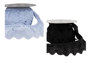 Embroidered Cotton Eyelet Anglais Frill Trim