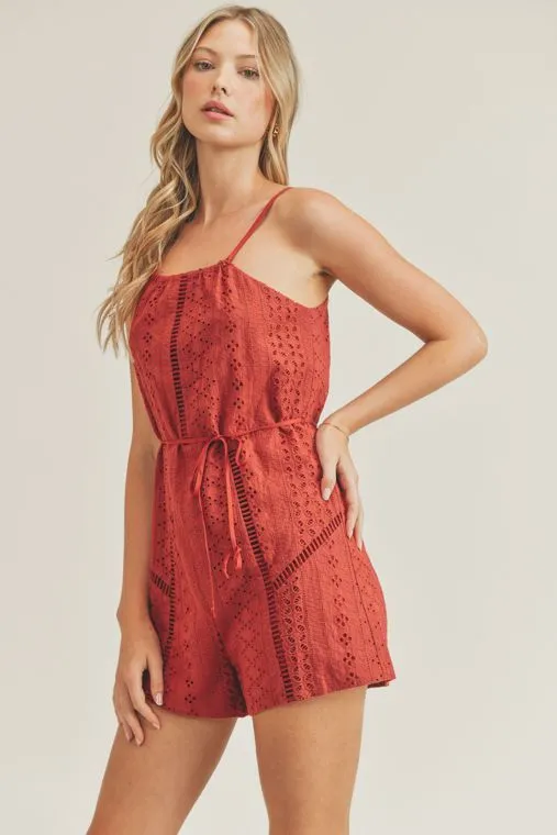 Eyelet Trim Romper