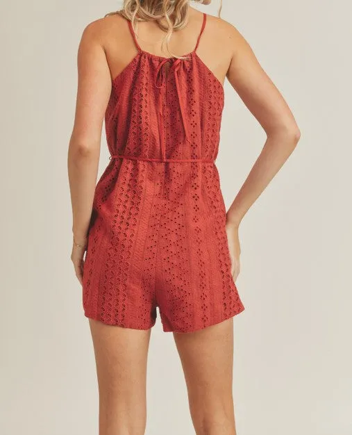 Eyelet Trim Romper