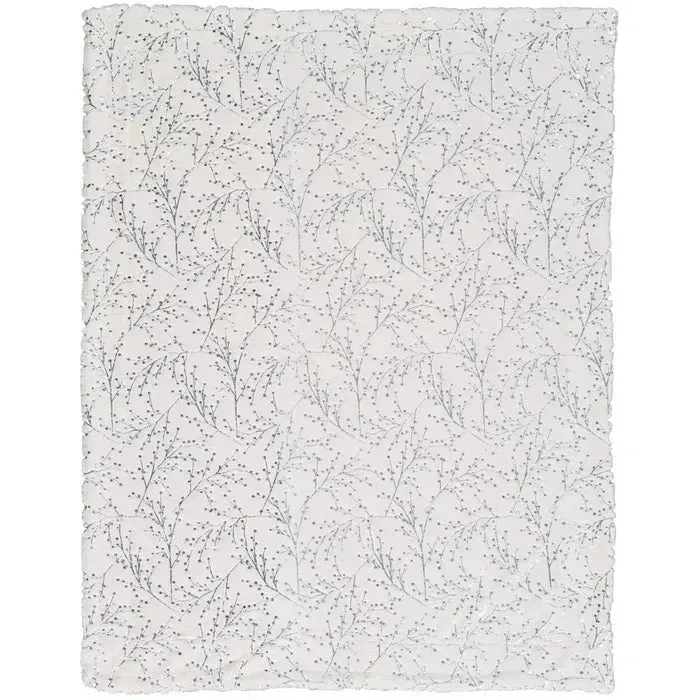 Faux Fur SN107 Ivory/Silver Throw Blanket