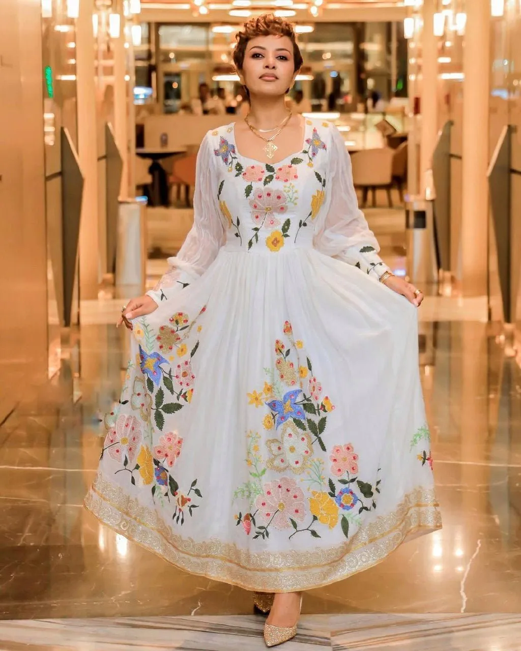Flowery Design Beautiful Habesha Dress Modern Habesha Kemis Ethiopian Dress Style Traditional Habesha Libs