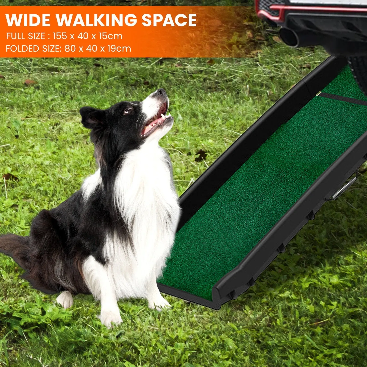 Foldable Lightweight Plastic Dog Ramp with Poly-Grass