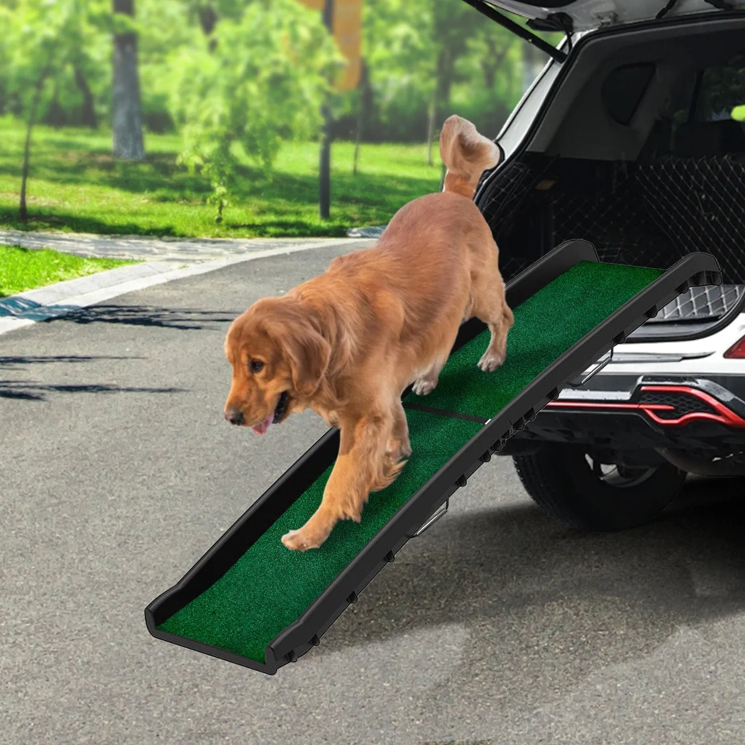 Foldable Lightweight Plastic Dog Ramp with Poly-Grass