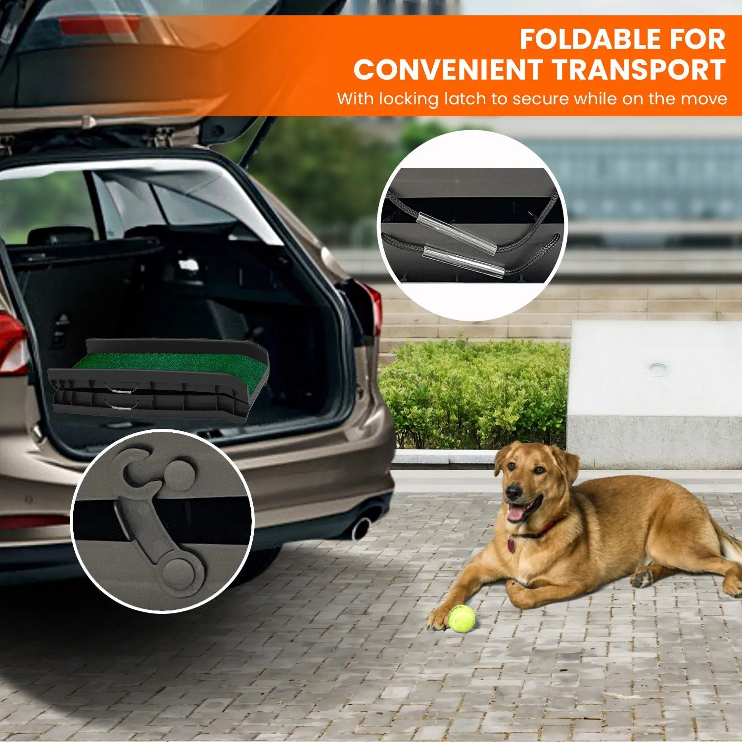 Foldable Lightweight Plastic Dog Ramp with Poly-Grass