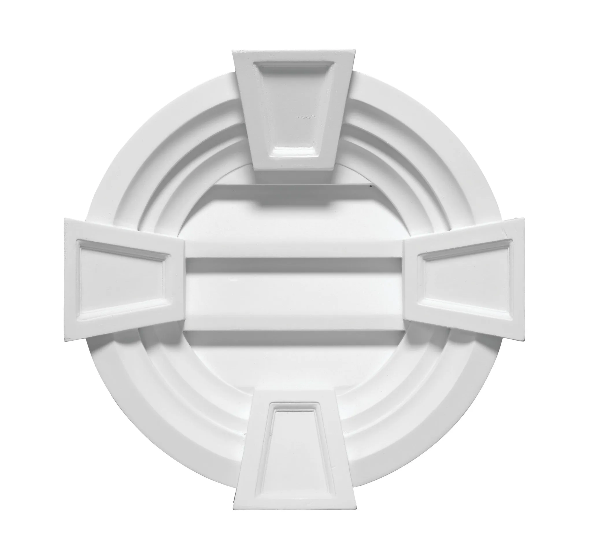 Functional Louver Round with Decorative Trim and Keystones