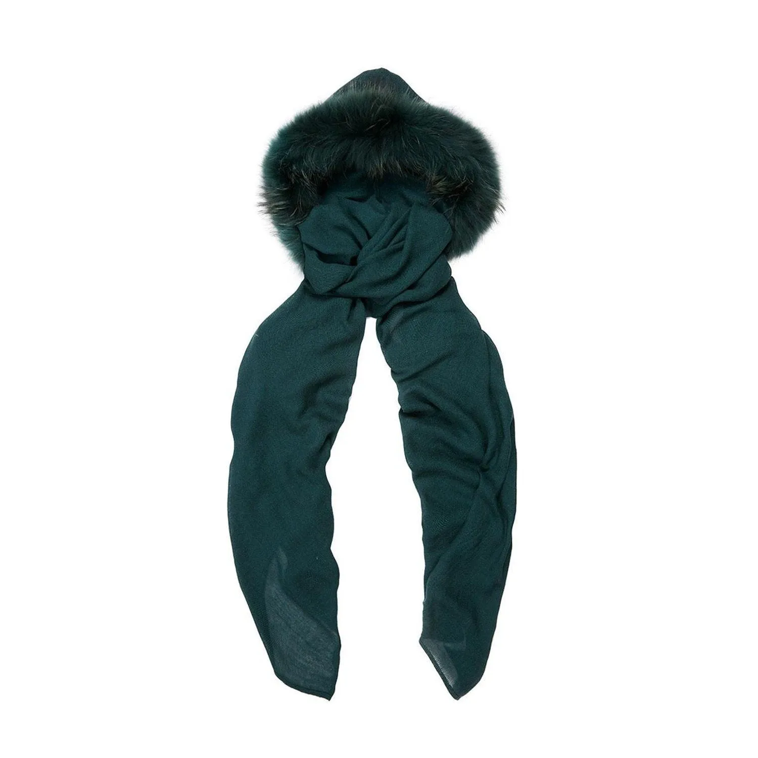 FUR LINED HOOD IN FOREST GREEN