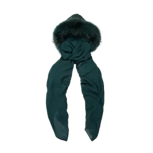FUR LINED HOOD IN FOREST GREEN