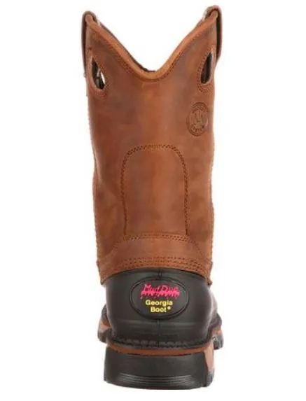 Georgia Men's 11" 'MUDDOG' Light Brown Leather Steel Toe Slip/Oil/Abrasion Resistant Work Boot G5594