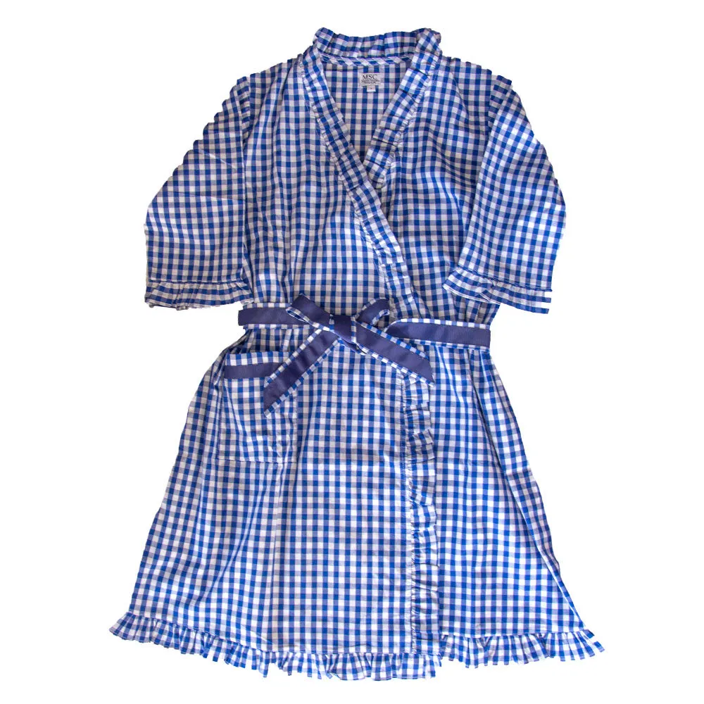 Gingham Robe with Ruffle Trim