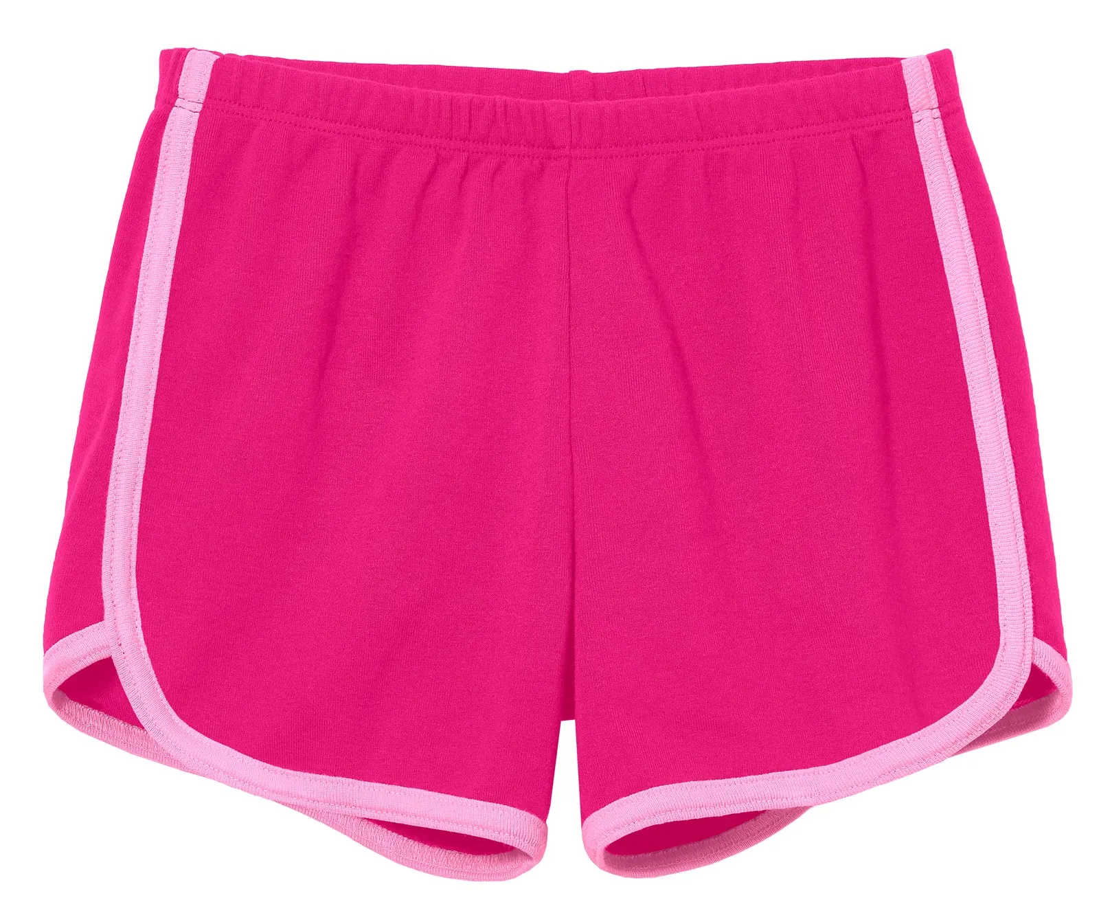 Girls Soft Cotton Knit Short with Trim | Hot Pink w. Bubblegum Trim