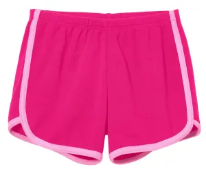 Girls Soft Cotton Knit Short with Trim | Hot Pink w. Bubblegum Trim