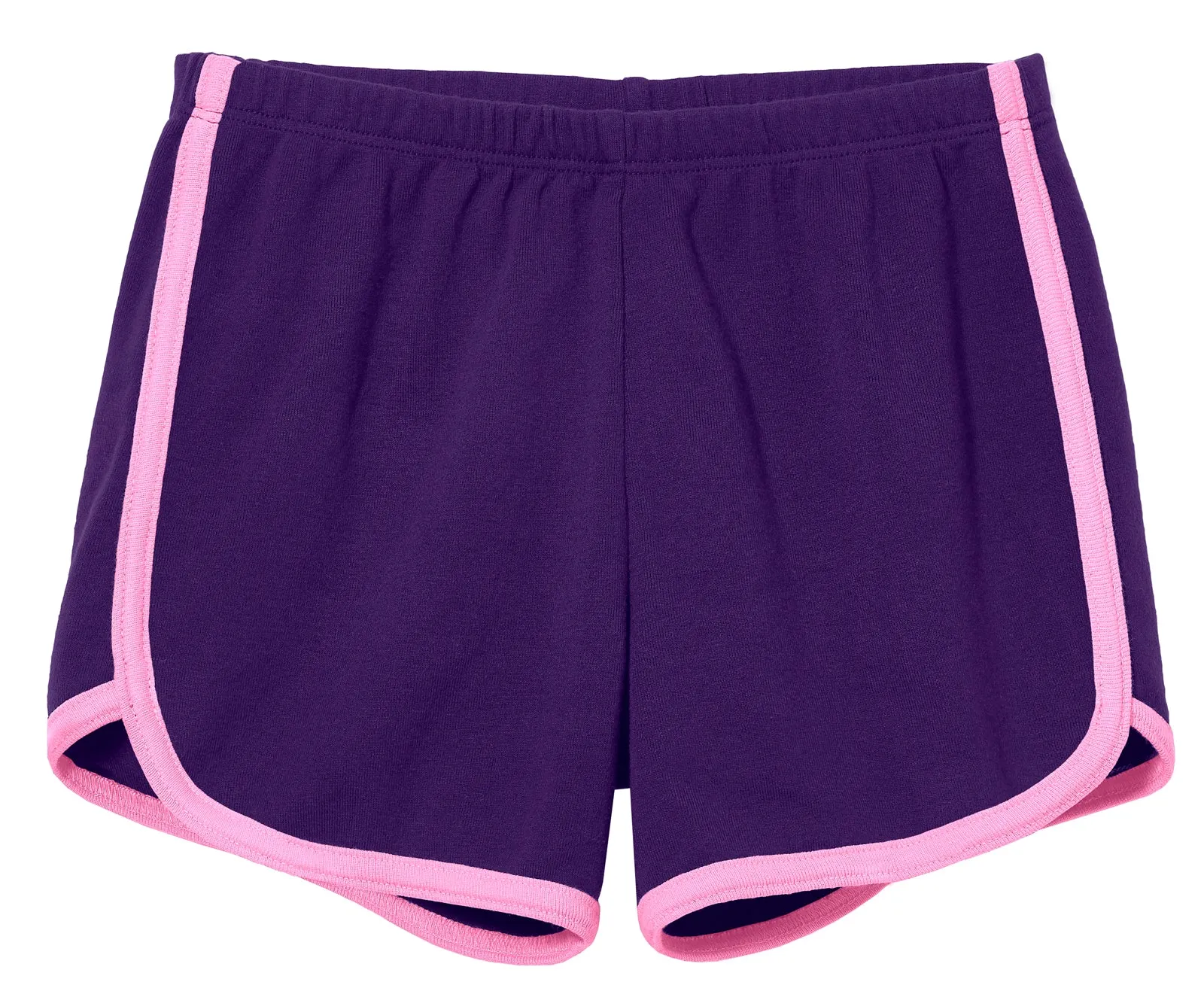 Girls Soft Cotton Knit Short with Trim | Purple w. Bubblegum Trim
