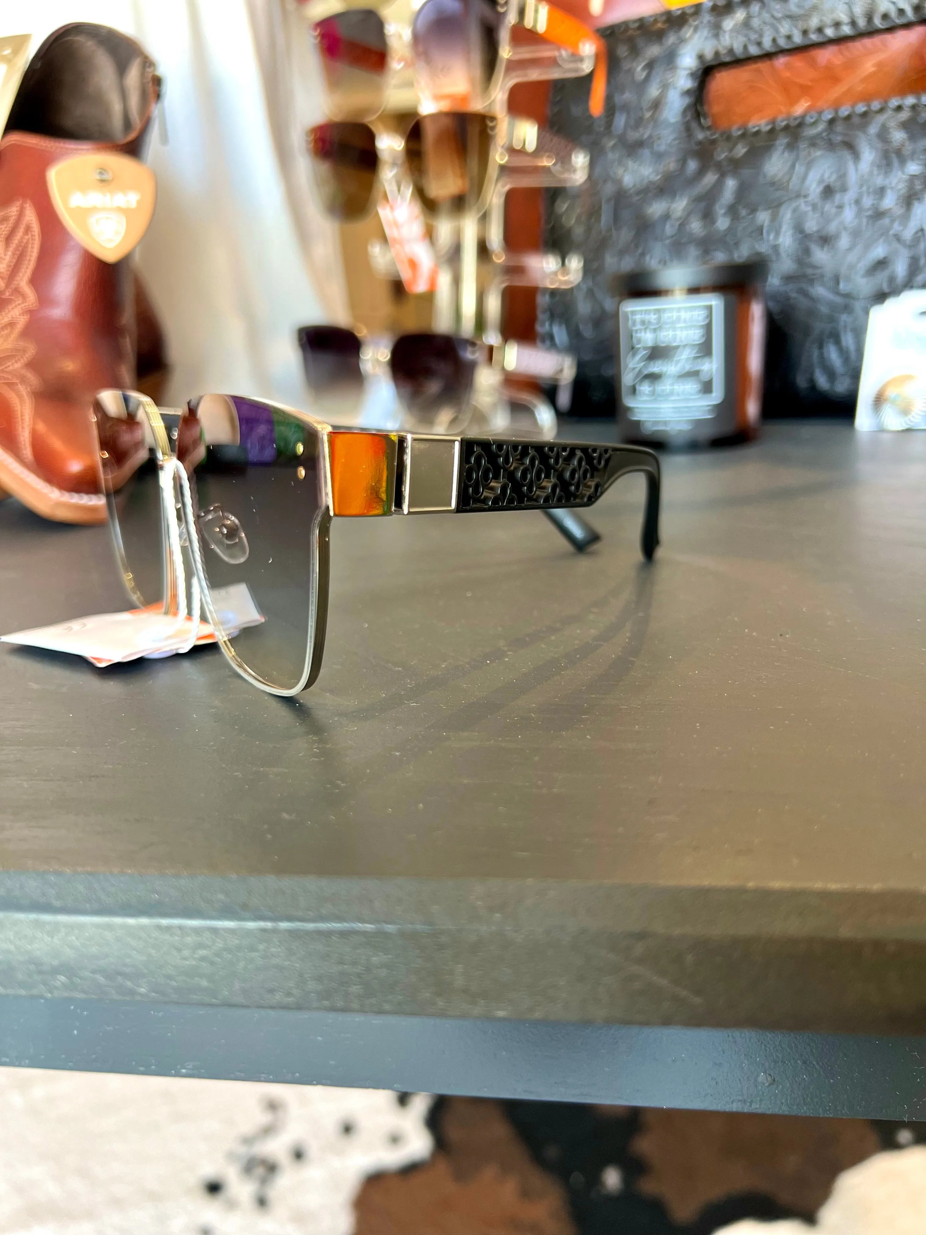 Gold and Matte Finish Square Sunglasses