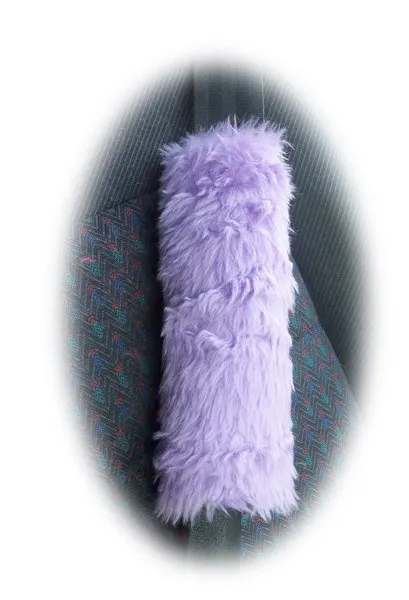 Gorgeous Lilac Car Steering wheel cover & matching fuzzy faux fur seatbelt pad set