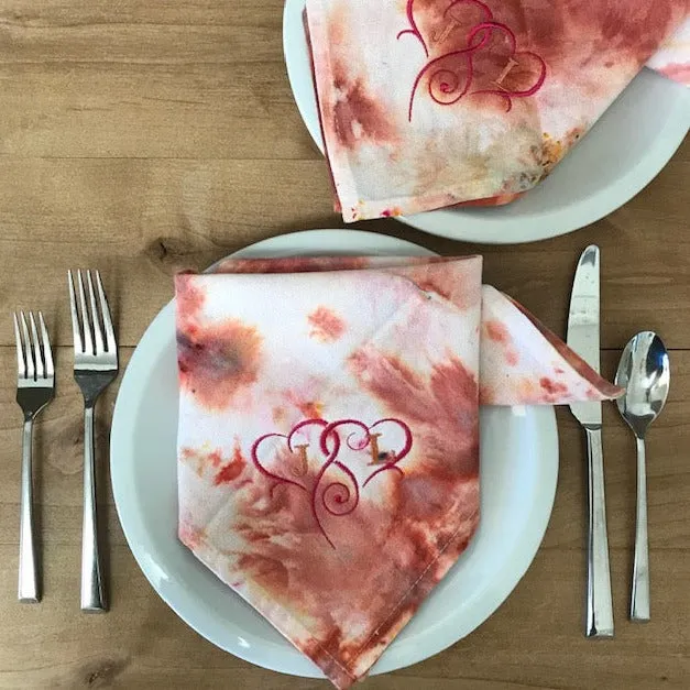 Hand Dyed Napkins in Sunset Colors