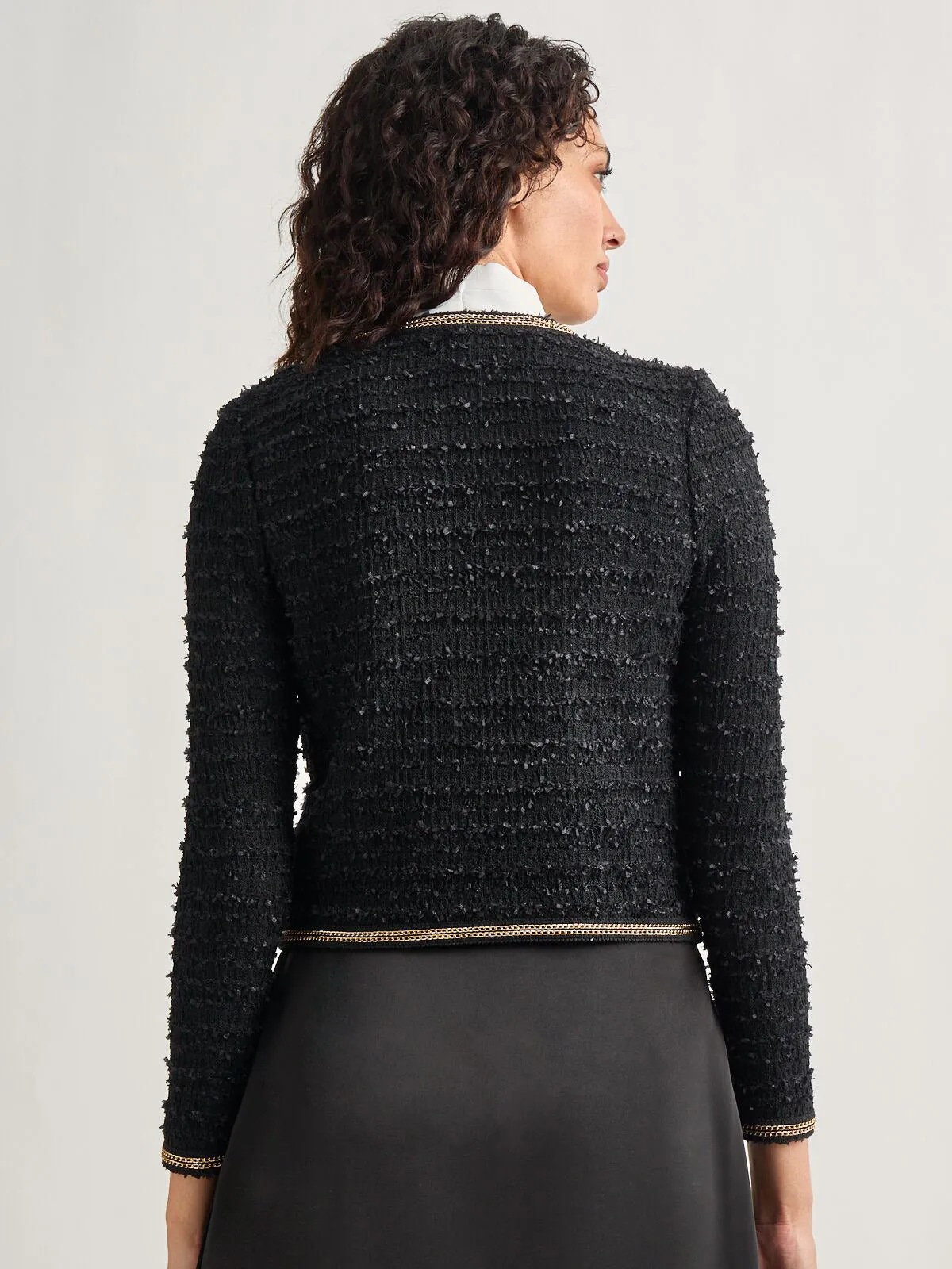 Heritage Fit Double Chain Trim Eyelash Knit Jacket