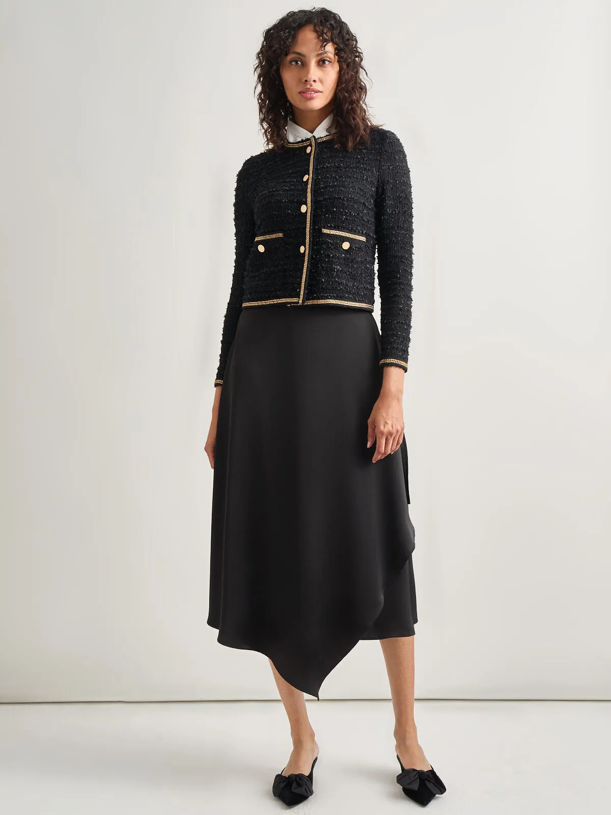 Heritage Fit Double Chain Trim Eyelash Knit Jacket