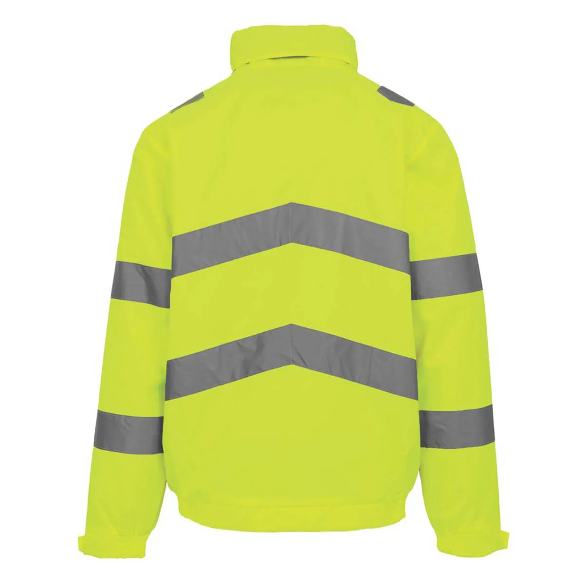 Hi-Vis Jacket Yellow Reflective Safety Mens Waterproof Zip Small 37.5" Chest