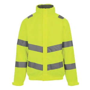 Hi-Vis Jacket Yellow Reflective Safety Mens Waterproof Zip Small 37.5" Chest