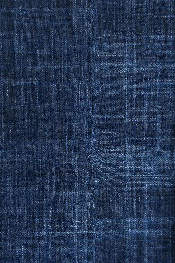 Indigo Solid Blue Cotton Fabric, Vintage West African Cotton Cloth, Hand Dyed Textile