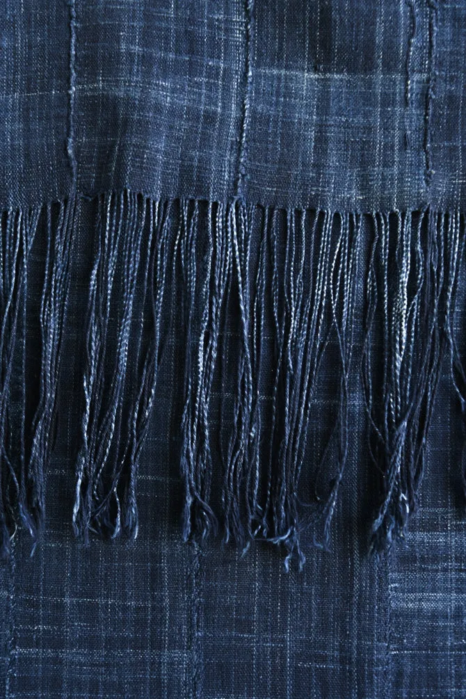 Indigo Solid Blue Cotton Fabric, Vintage West African Cotton Cloth, Hand Dyed Textile