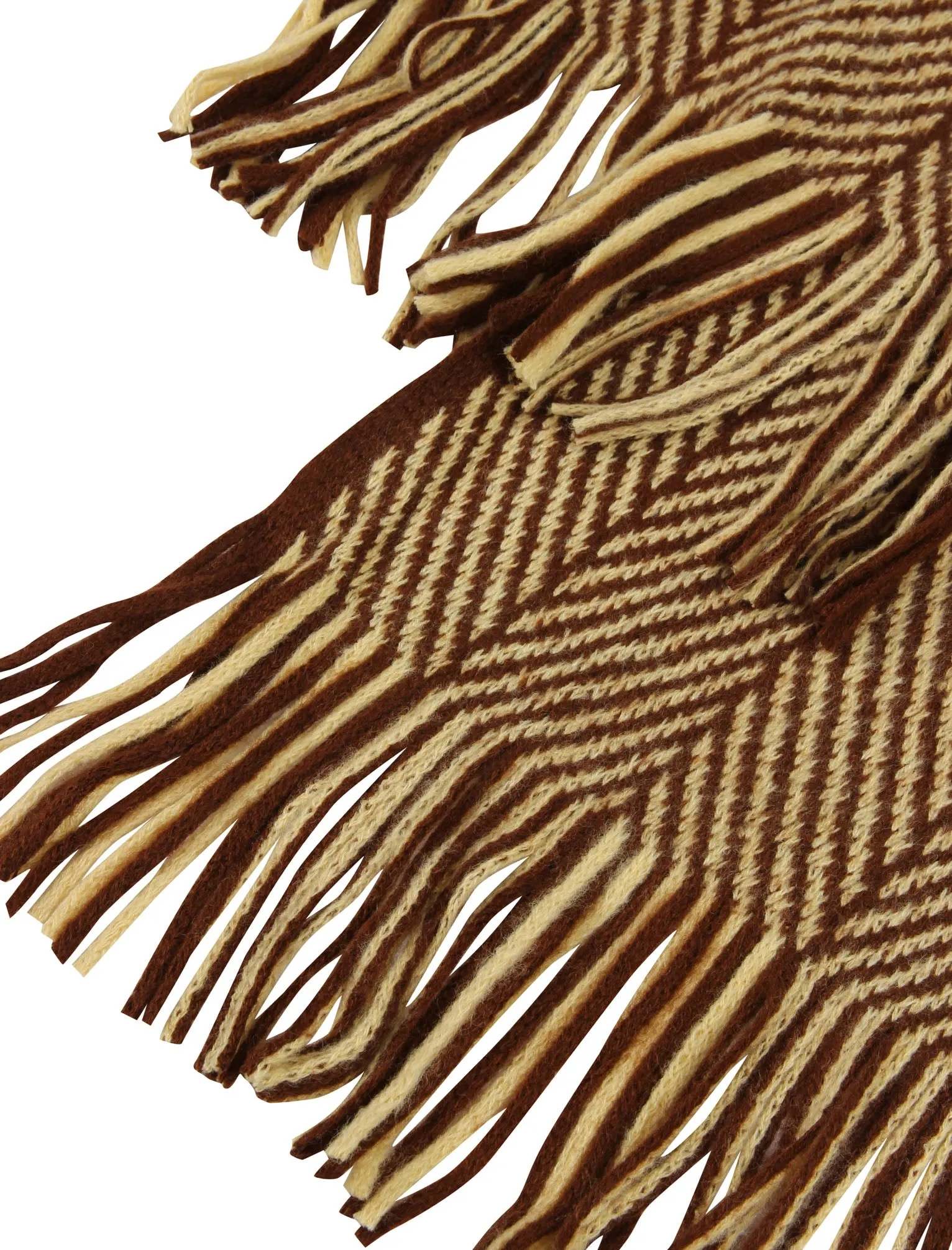 Jaxon Chevron Knitted Scarf in Brown / Cream
