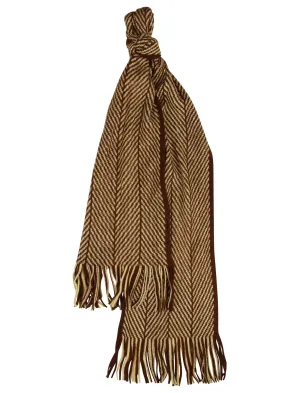 Jaxon Chevron Knitted Scarf in Brown / Cream