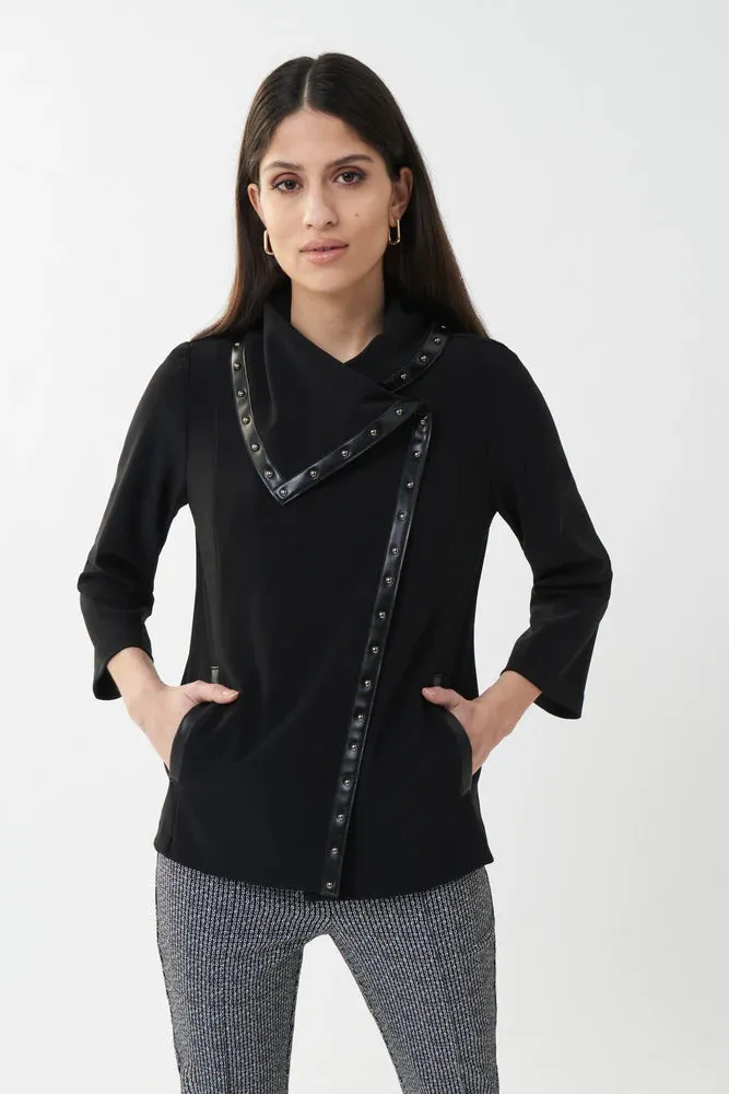 JOSEPH RIBKOFF 223246 Leather Trim Jacket