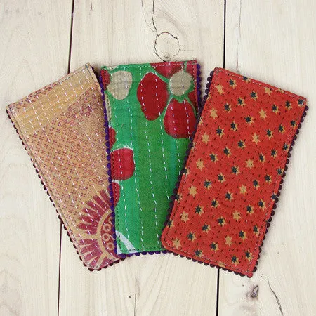 Kantha Eyeglass Case with Picot Trim