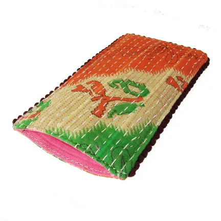 Kantha Eyeglass Case with Picot Trim