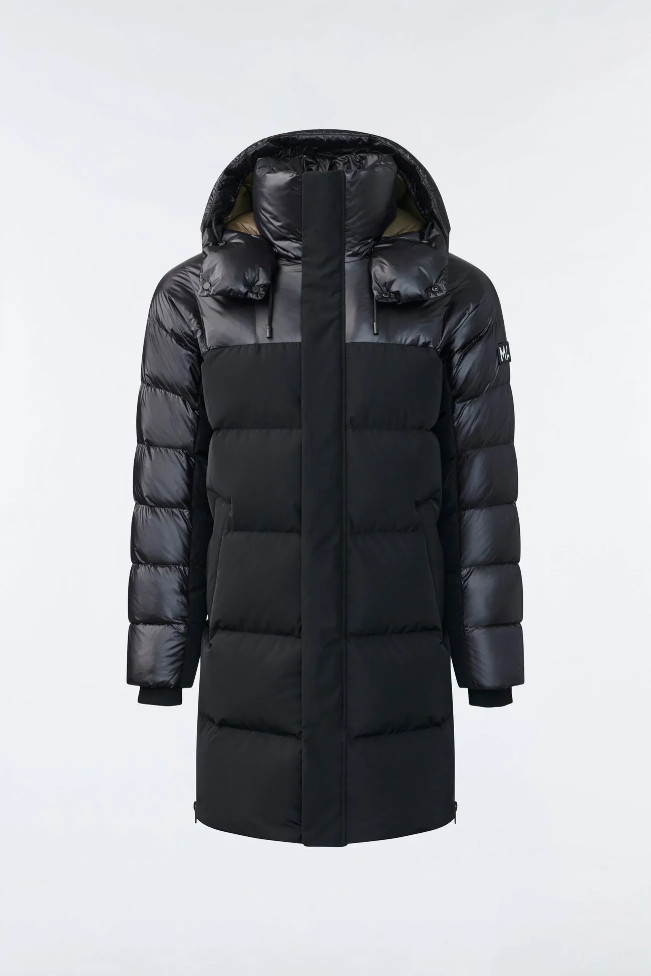Kazuya Mixed-media Down Coat With Hood Black