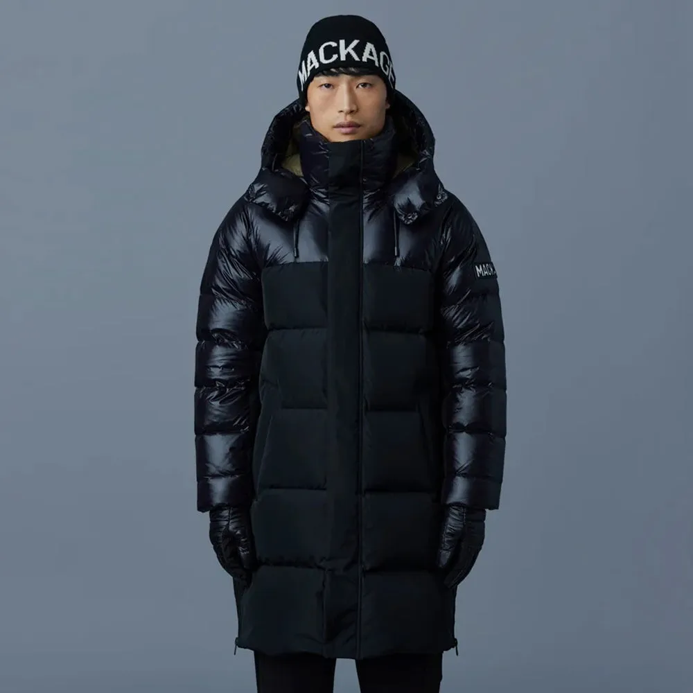 Kazuya Mixed-media Down Coat With Hood Black