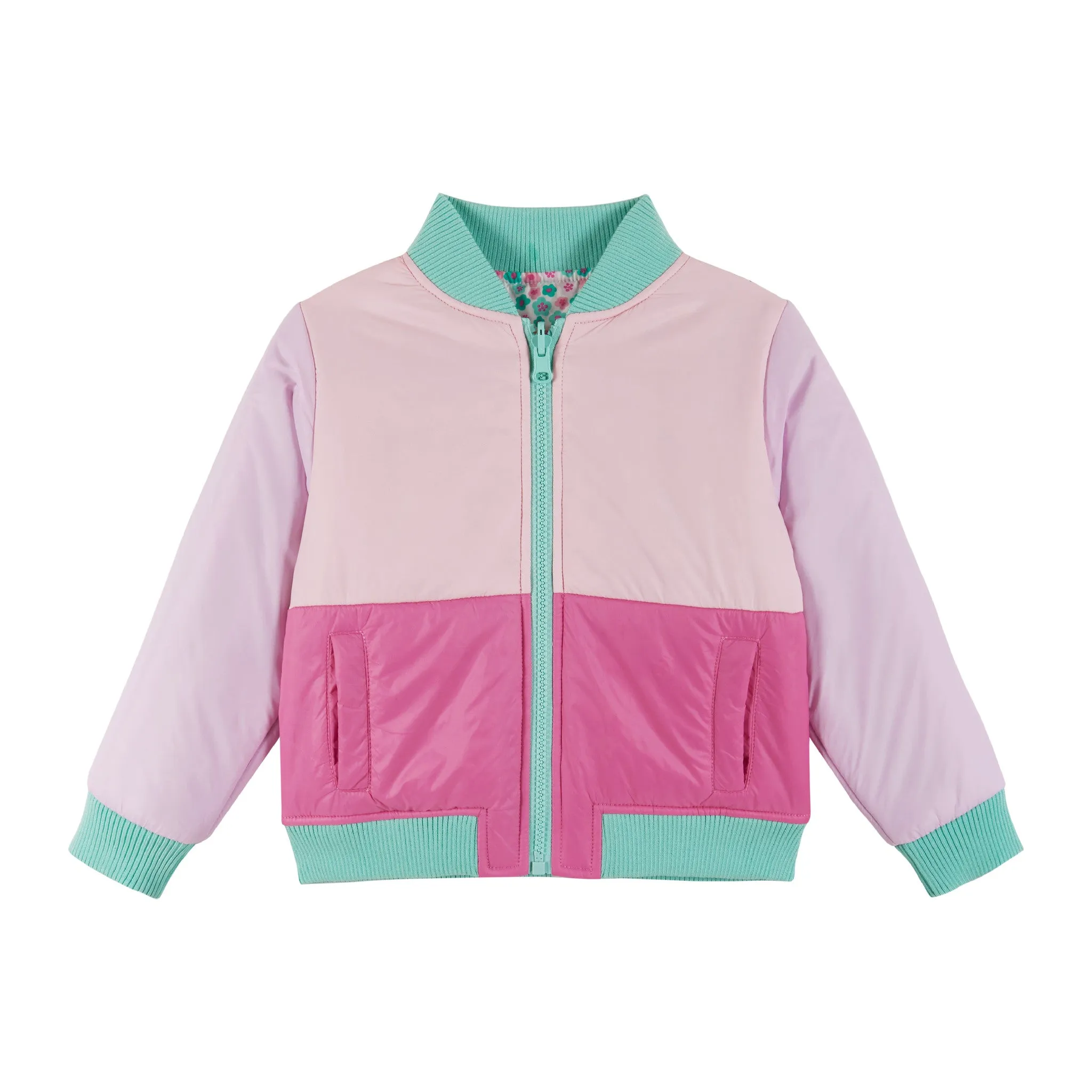 Kids Reversible Bomber Jacket | Pink Colorblocked