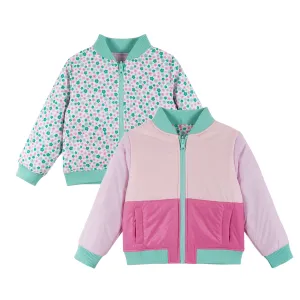 Kids Reversible Bomber Jacket | Pink Colorblocked