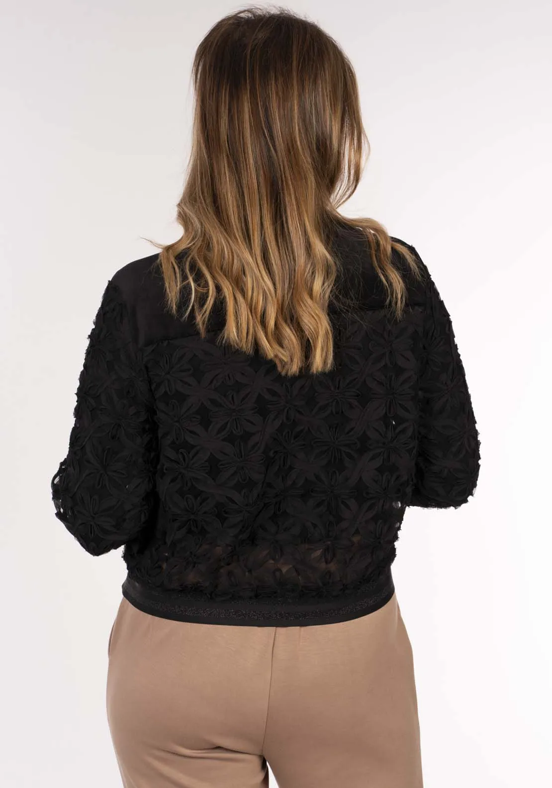 Lace Bomber Jkt - Black