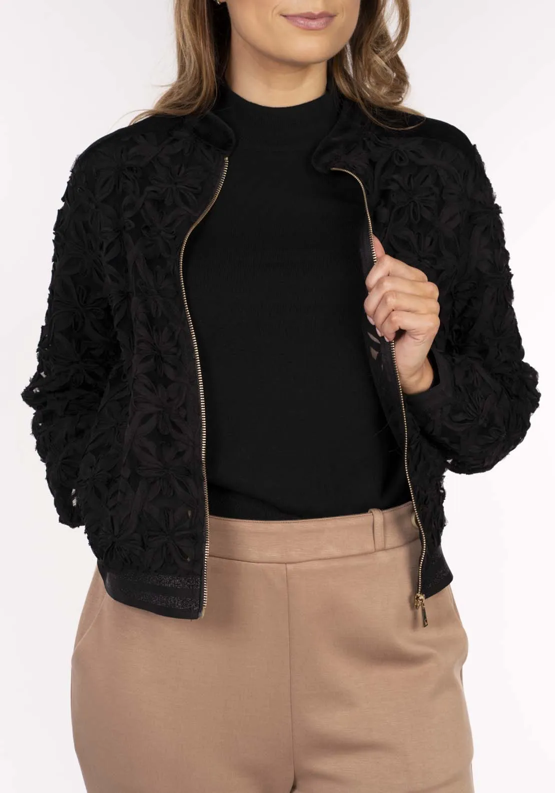 Lace Bomber Jkt - Black