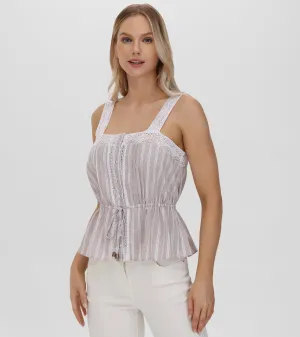Lace Trim Square Neck Tank