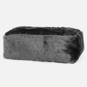 Large Footstool - Faux Fur Sheepskin Black