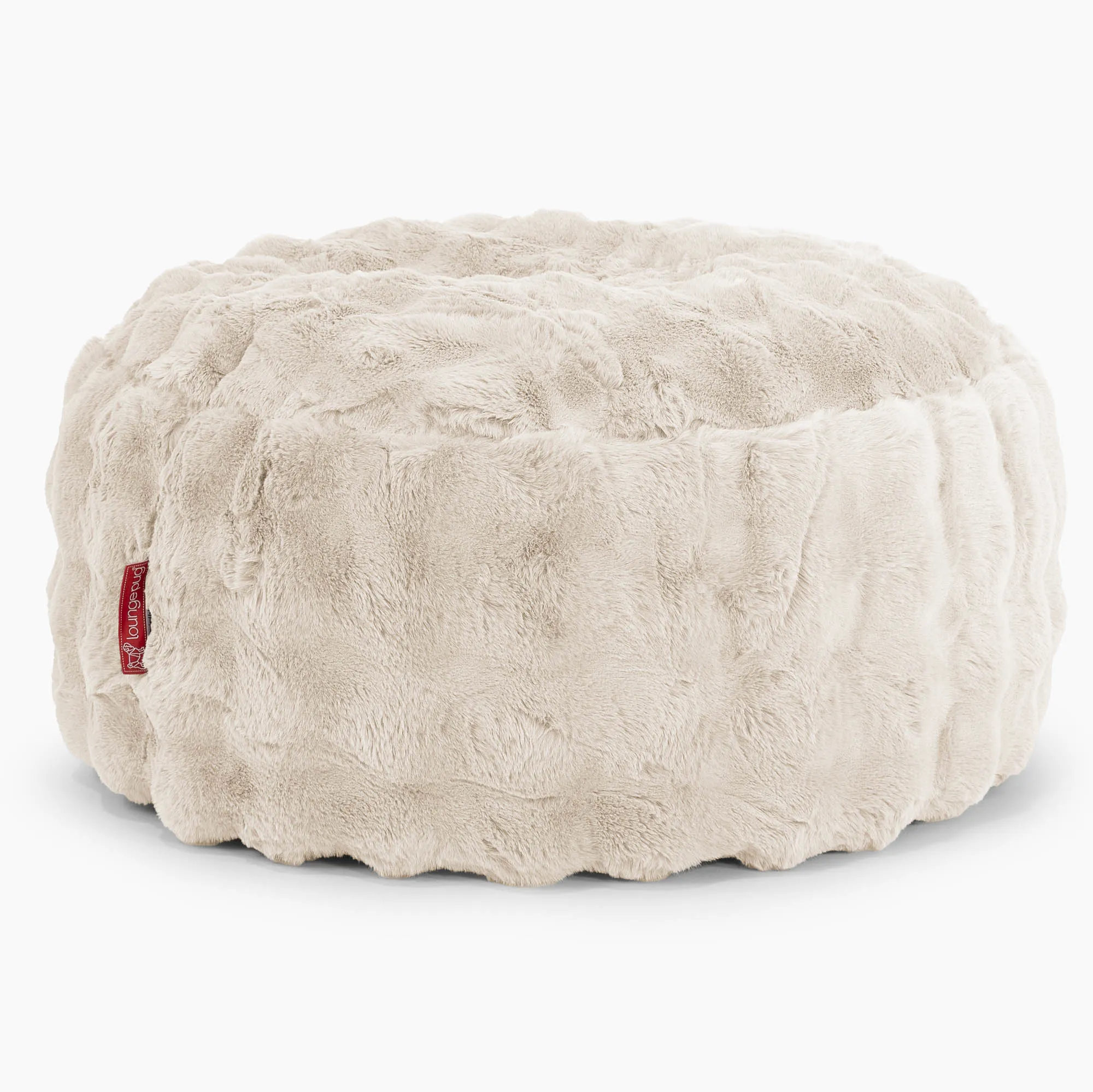 Large Round Pouffe - Bubble Faux Fur Cream