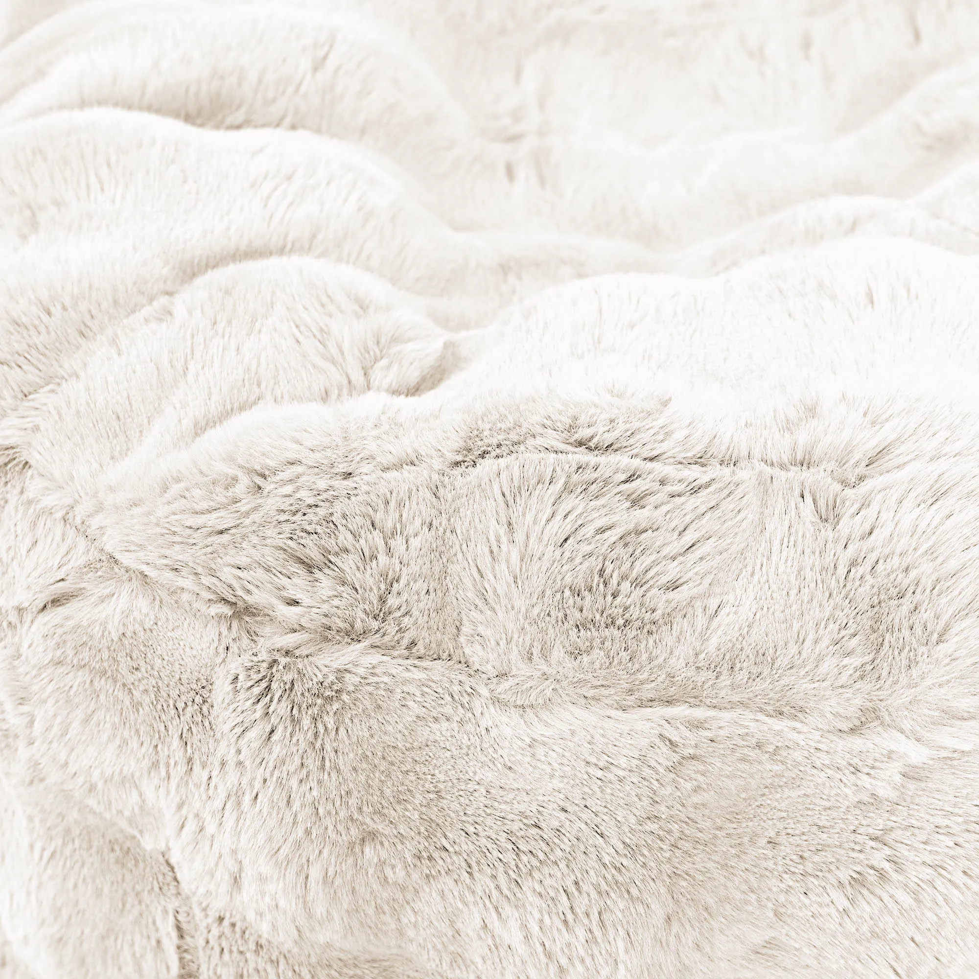 Large Round Pouffe - Bubble Faux Fur Cream