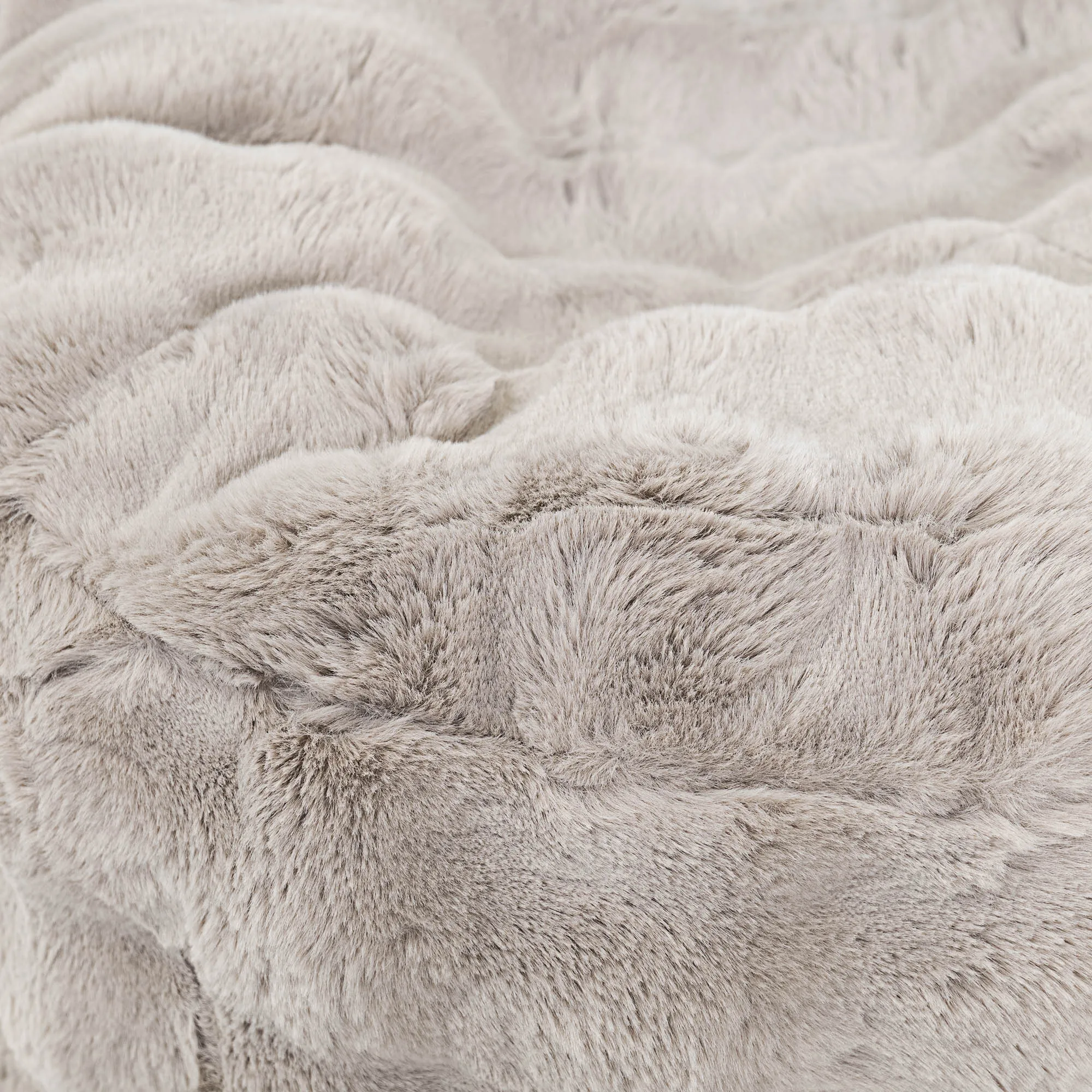 Large Round Pouffe - Bubble Faux Fur Mink
