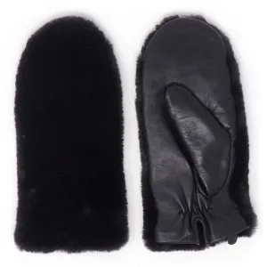 Leather and Faux Fur Driving Mittens