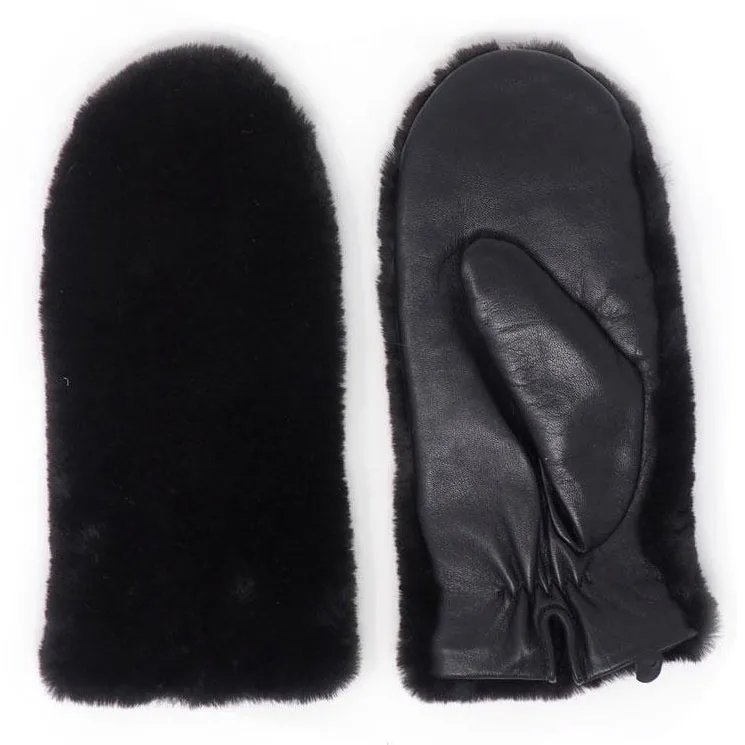 Leather and Faux Fur Driving Mittens