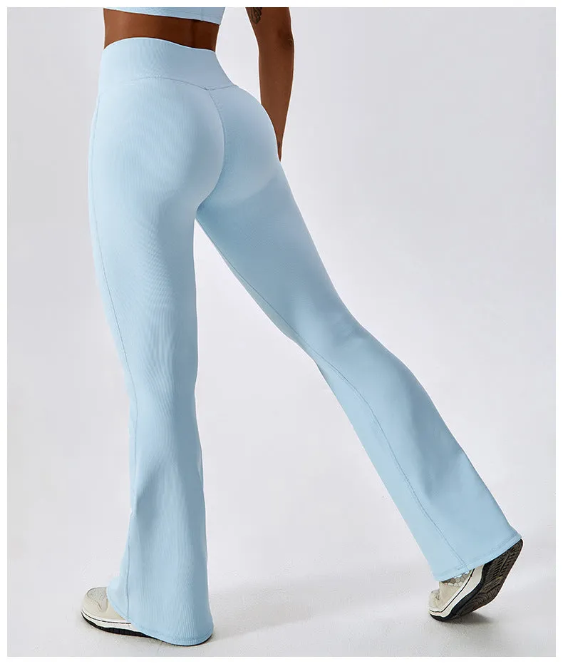 Leggings Flare Long Pants Women Solid Slim Fit Regular Splice Trousers Sheath Tight High Waist Pant Office Ladies Spring 2024