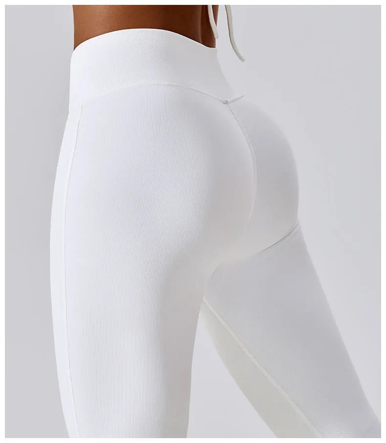 Leggings Flare Long Pants Women Solid Slim Fit Regular Splice Trousers Sheath Tight High Waist Pant Office Ladies Spring 2024