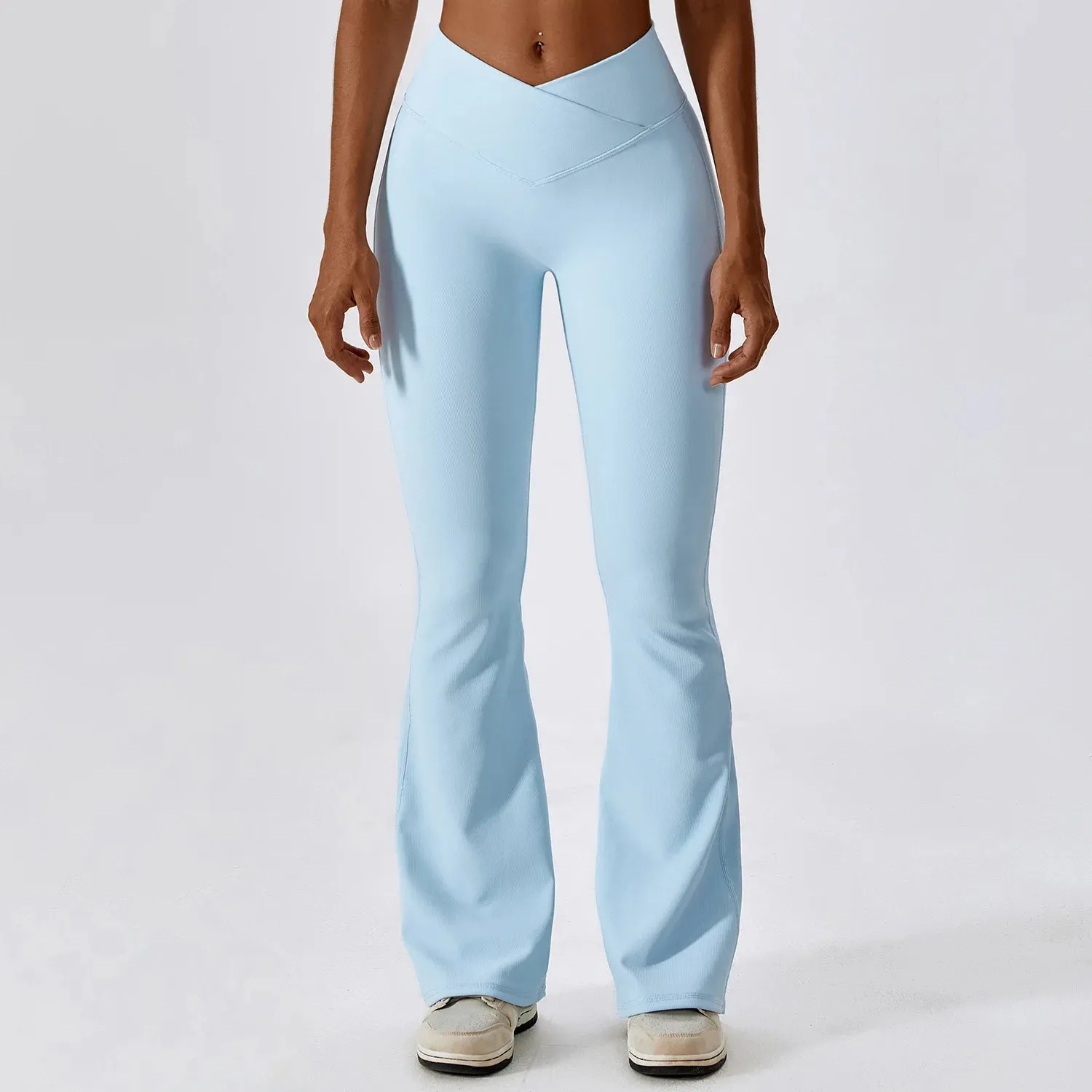 Leggings Flare Long Pants Women Solid Slim Fit Regular Splice Trousers Sheath Tight High Waist Pant Office Ladies Spring 2024