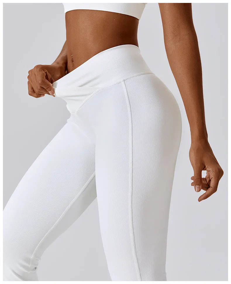 Leggings Flare Long Pants Women Solid Slim Fit Regular Splice Trousers Sheath Tight High Waist Pant Office Ladies Spring 2024